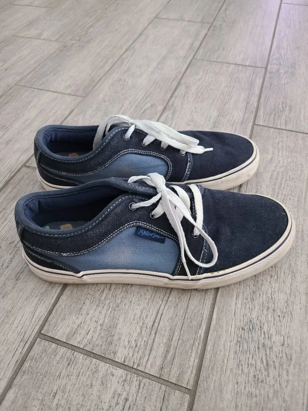 Maui and Sons Wave Men's Canvas Sneakers Blue Black Size 9.5